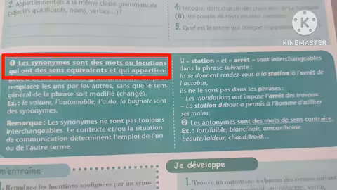 1ère année collège l heure de français la synonymie et L antonymie