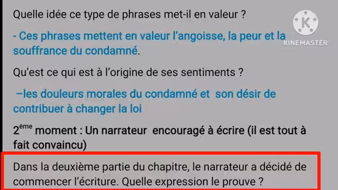 1bac le dernier jour d un condamné chapitre 6 analyse question/réponse تحليل الفصل السادس