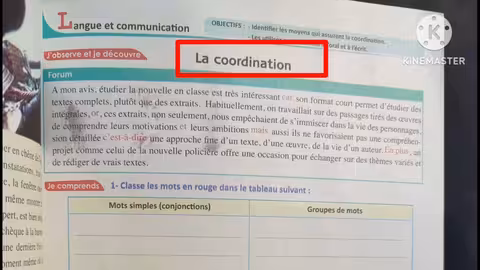 3ème année collège passerelle page: 1,112 la coordination