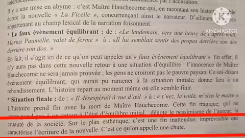 tronc commun جدع مشترك la ficelle le schéma narratif le résumé