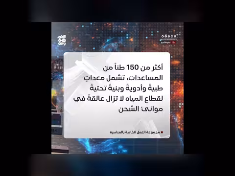 150 طن إمدادات عالقة في اليمن بسبب التصعيد