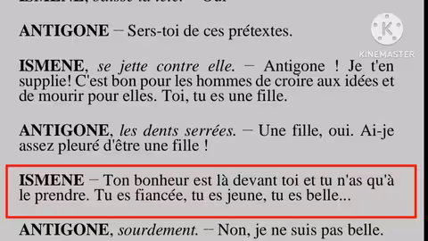 1bac Antigone lecture la scène 3 Antigone et ismène page 22/ 31 قراءة المشهد الثالث شرح جميع الأحداث