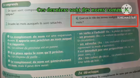 1ère année collège l heure de français page 109 l expansion du nom: le complément de nom